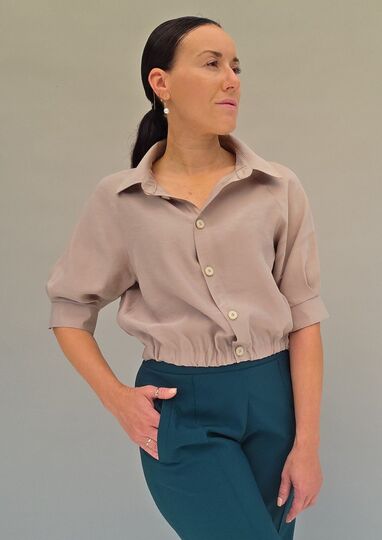 Bluse Schnittmuster Damen PDF, Kragenbluse mit Raglanärmeln – Grössen 34–50