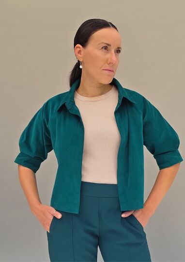Bluse Schnittmuster Damen PDF, Kragenbluse mit Raglanärmeln – Grössen 34–50