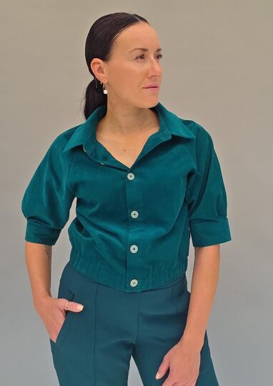 Bluse Schnittmuster Damen PDF, Kragenbluse mit Raglanärmeln – Grössen 34–50