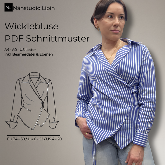 Wickelbluse Schnittmuster PDF Damen | Wrap Blouse Sewing Pattern