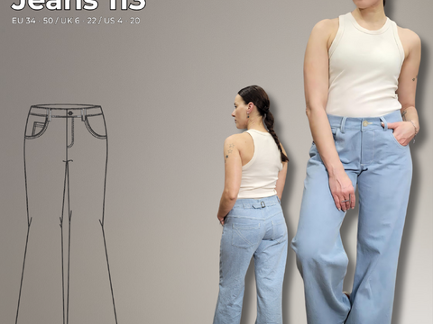 Jeans Schnittmuster Damen PDF – weite High Waist Hose nähen