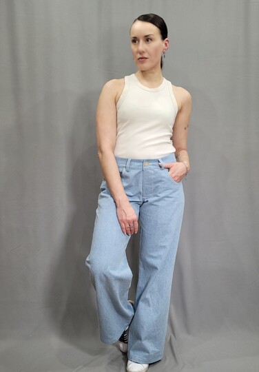 Jeans Schnittmuster Damen PDF – weite High Waist Hose nähen