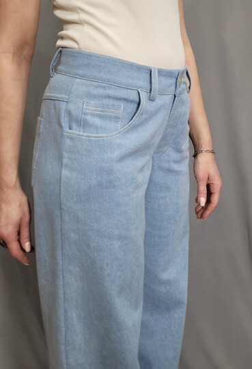 Jeans Schnittmuster Damen PDF – weite High Waist Hose nähen