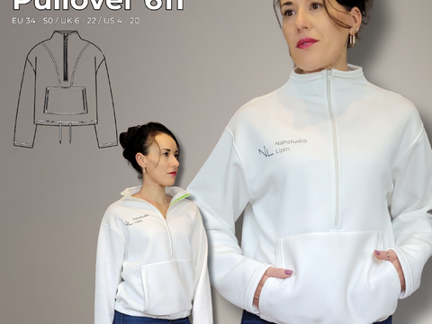 PDF Schnittmuster Pullover Sweater mit Reißverschluss Stehkragen