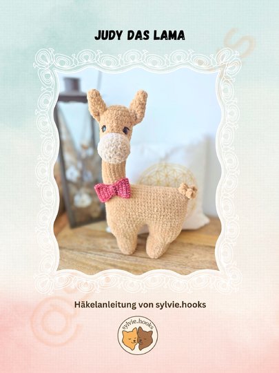 Häkelanleitung Lama mit Schleife - ohne Nähen