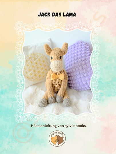 Häkelanleitung Lama mit Schleife - mit Locken - Kuscheltier - ohne Nähen