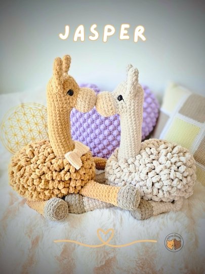 Lama mit Schleife - Häkelanleitung PDF - großes Kuscheltier