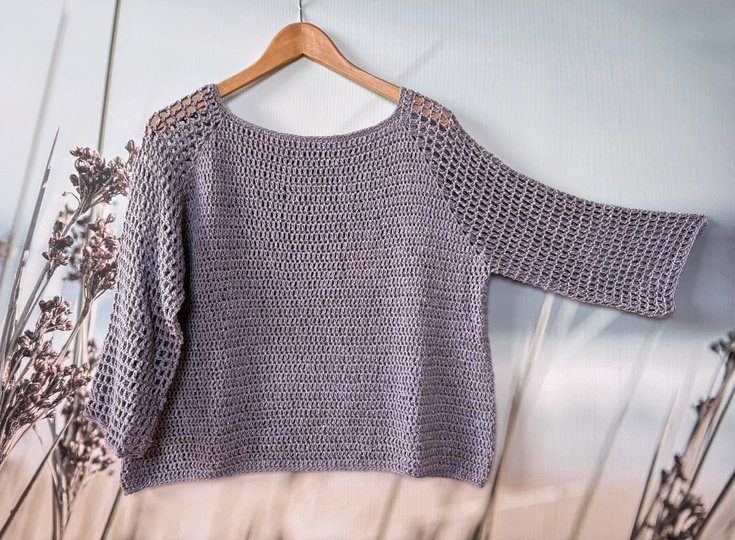 Gehäkeltes Raglan-Shirt KRETA | nahtlos | 9 Größen