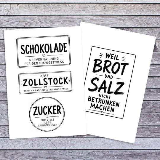 Geschenkkorb Einzug Etiketten PDF | 21 Geschenkideen zum Einzug