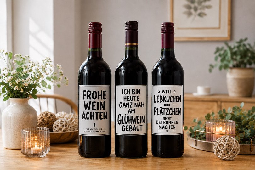 10 Flaschenetiketten Weihnachten PDF | Weinetiketten Glühwein