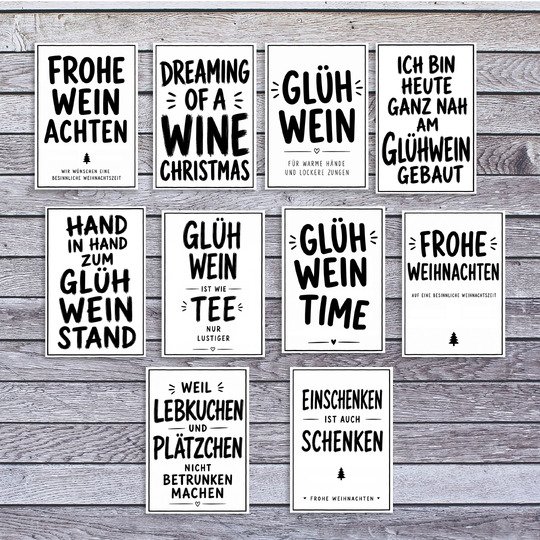 10 Flaschenetiketten Weihnachten PDF | Weinetiketten Glühwein