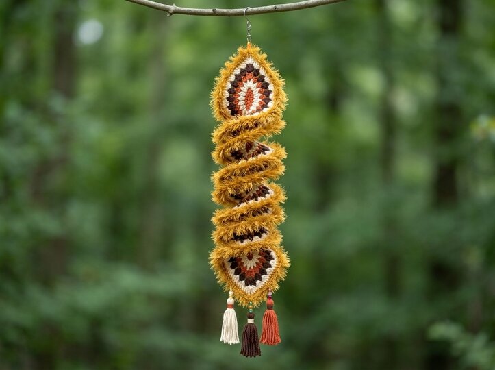 Häkelanleitung Herbstlicher Windspinner - mit Fransengarn
