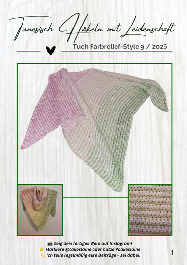 Tunisian Crochet Shawl – Colour Relief Style – Intermediate