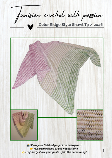 Tunisian Crochet Shawl – Colour Relief Style – Intermediate