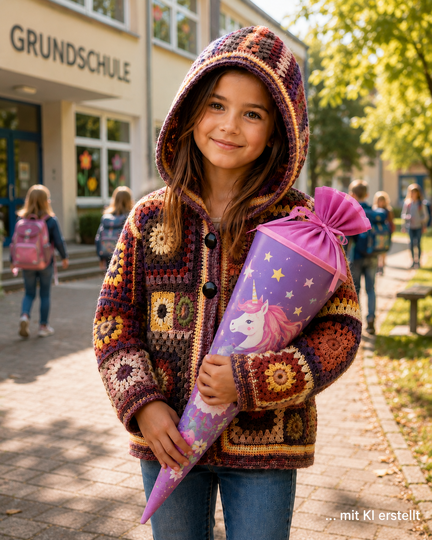 Kinderjacke * Häkelanleitung * Granny Squares * 3 Größen