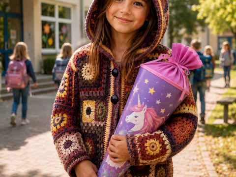 Kinderjacke * Häkelanleitung * Granny Squares * 3 Größen