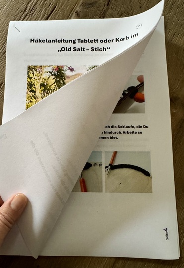 Häkelanleitung Tablett oder Korb mit Holzboden im "Old Salt" Muster