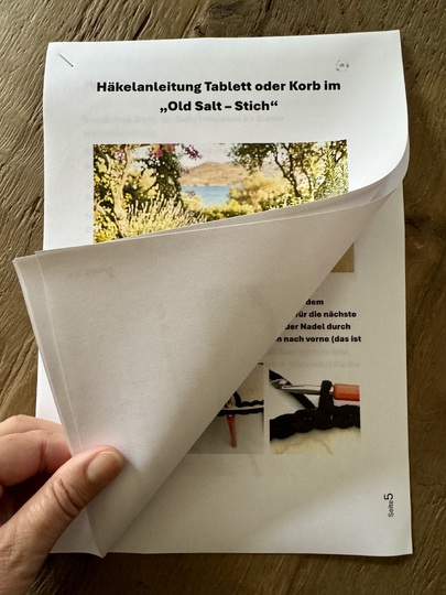 Häkelanleitung Tablett oder Korb mit Holzboden im "Old Salt" Muster