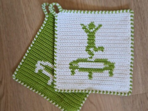 Häkelanleitung Topflappen "Trampolin"