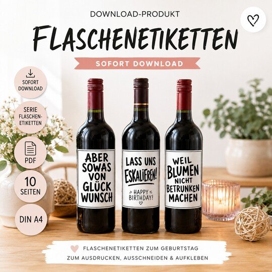 10 Flaschenetiketten Geburtstag PDF