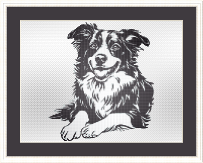 Kreuzstichvorlage Australian Shepherd Ayla als PDF und PNG Download