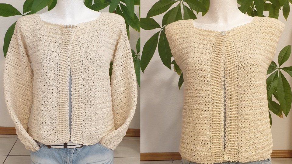 Häkelanleitung nahtlose Jacke & Weste Velvet Horizon | Gr. 50 bis XXL