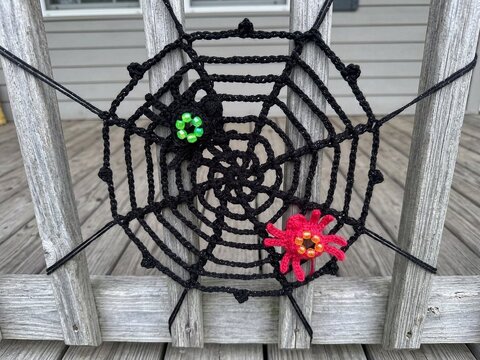 Crochet Pattern Spider with Web, Halloween Decor
