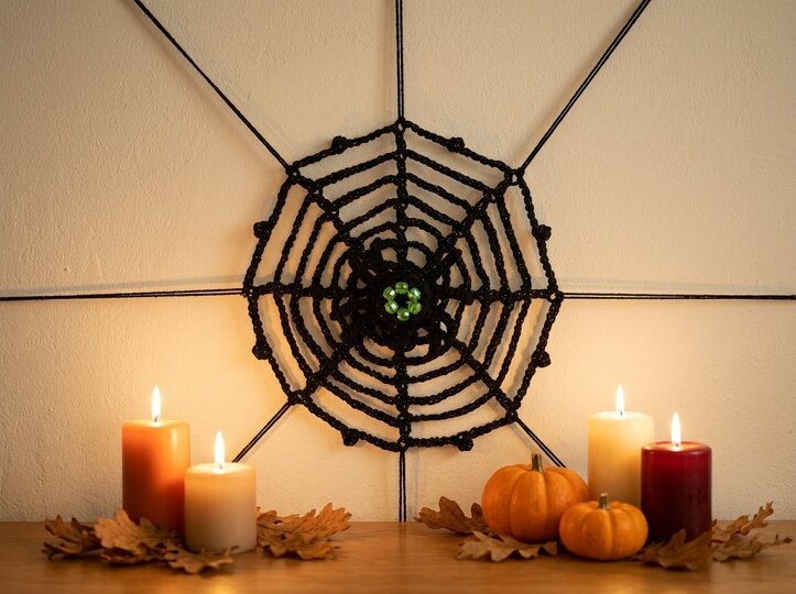 Crochet Pattern Spider with Web, Halloween Decor