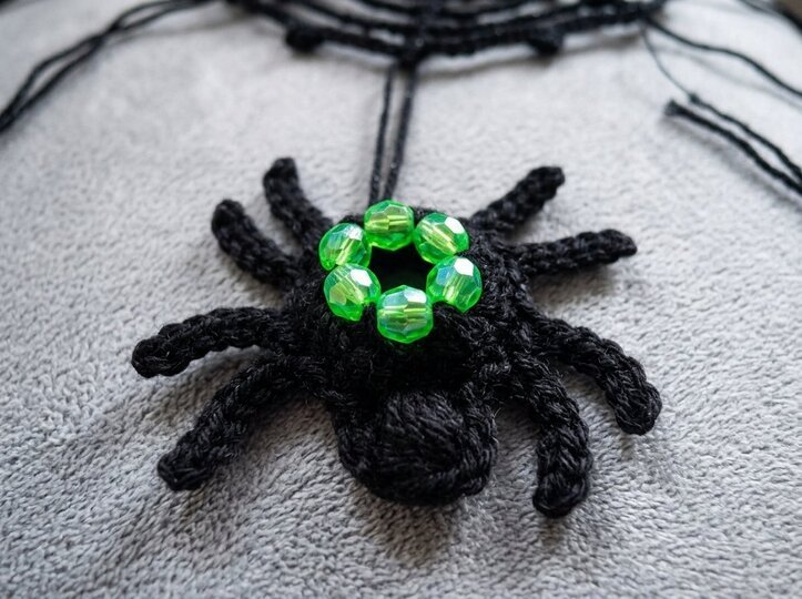 Häkelanleitung Spinne mit Netz, Halloween-Deko