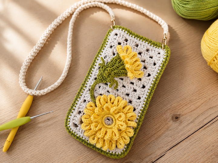 Kleine Umhängetasche mit Gänseblümchen-Applikation T38
