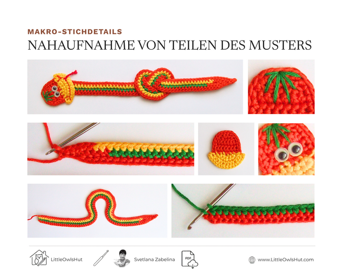 014DE Häkelanleitung Schlange Lesezeichen - Geschenkidee PDF Zabelina CP