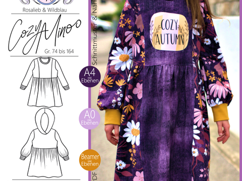 E-Book Schnittmuster CozyMinoo Kleid Gr.74-164