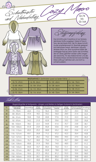 E-Book Schnittmuster CozyMinoo Kleid Gr.74-164