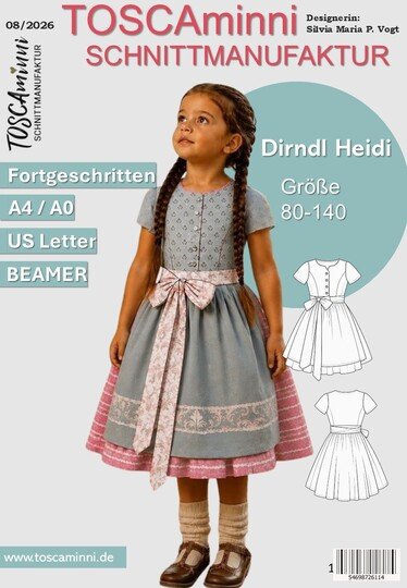 Schnittmuster Kinderdirndl Heidi Gr. 80-140