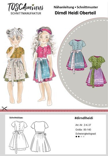 Schnittmuster Kinderdirndl Heidi Gr. 80-140