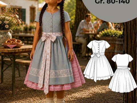 Schnittmuster Kinderdirndl Heidi Gr. 80-140
