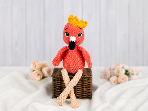 Häkelanleitung Flamingo Flora mit Krone – PDF-Datei für ein Plüschtier