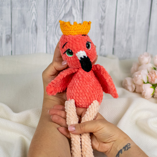 Häkelanleitung Flamingo Flora mit Krone – PDF-Datei für ein Plüschtier