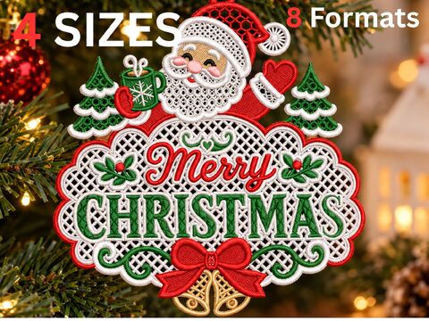 Merry Christmas Embroidery Design – Santa Machine Embroidery File