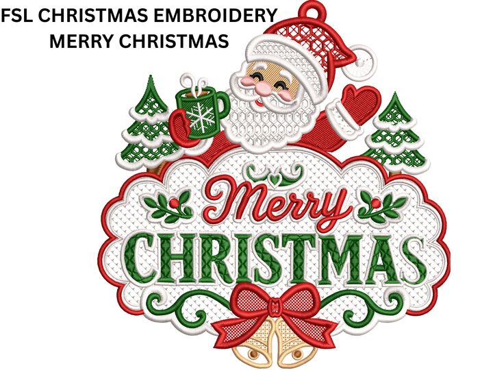 Merry Christmas Embroidery Design – Santa Machine Embroidery File