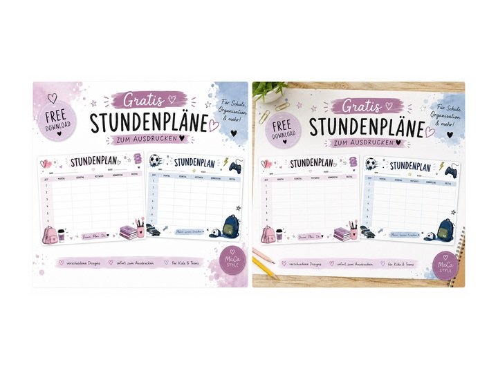 Kostenlose Stundenpläne zum Ausdrucken – 2 Designs