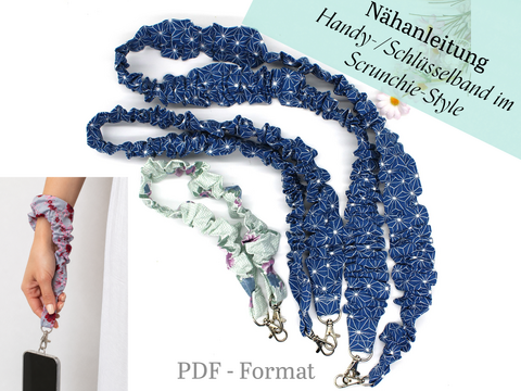 Nähanleitung Handyband Schlüsselband im Scrunchie-Style