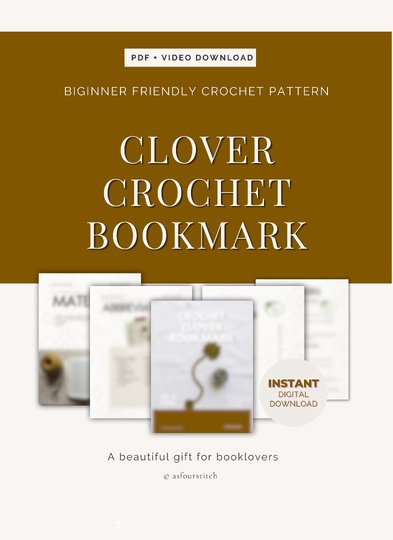 Clover Bookmark Crochet Pattern, US & UK terms (Pdf Pattern and Video)