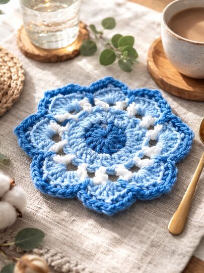 Crochet Coaster Pattern PDF and Video Tutorial, US Terminology