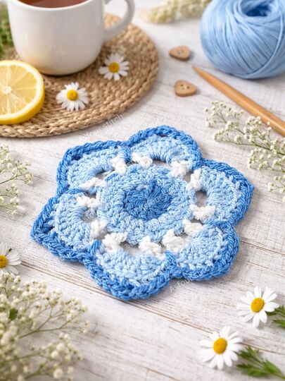 Crochet Coaster Pattern PDF and Video Tutorial, US Terminology
