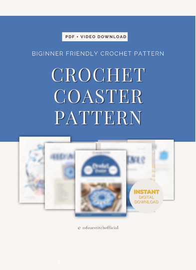 Crochet Coaster Pattern PDF and Video Tutorial, US Terminology