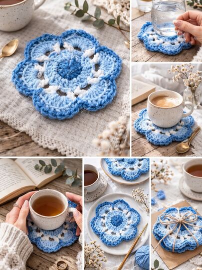 Crochet Coaster Pattern PDF and Video Tutorial, US Terminology