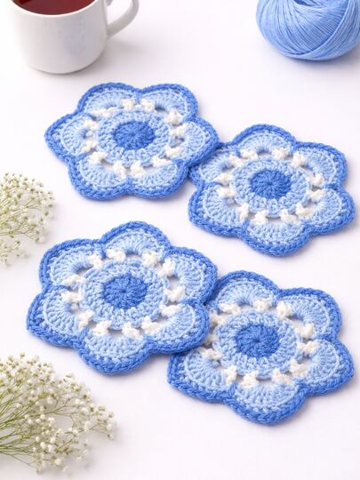 Crochet Coaster Pattern PDF and Video Tutorial, US Terminology