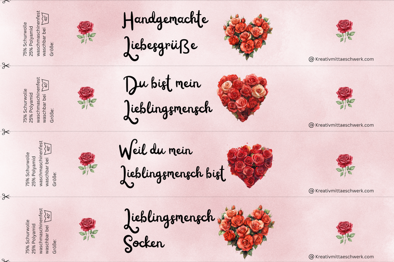Sockenbanderolen "Lieblingsmensch & Geburtstag" – 8 Vorlagen