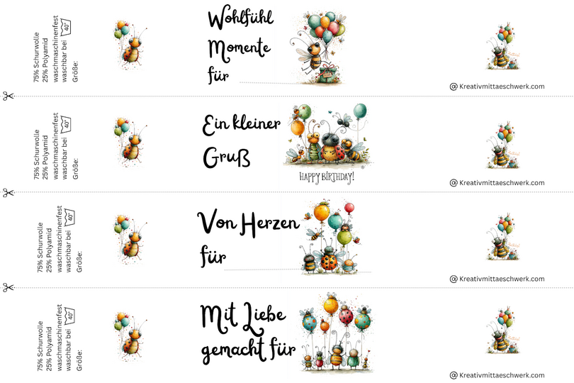 Sockenbanderolen "Lieblingsmensch & Geburtstag" – 8 Vorlagen